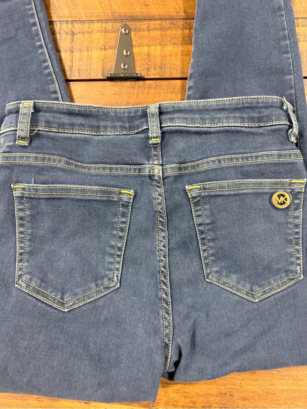 Michael Kors Dark Blue Skinny Jeans with Gold MK Accent
